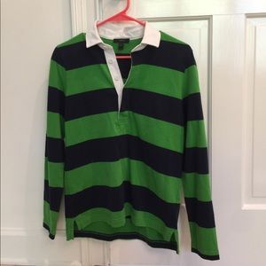 J Crew Navy and Green Collared Rugby Shirt 💚💙